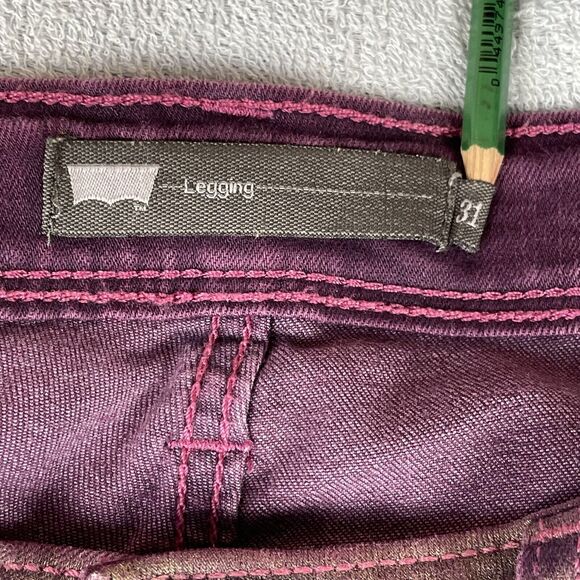 Levi's Legging Jeans Women’s 31 Purple Gold Glitter Mid-Rise Zip Closure - Picture 6 of 16